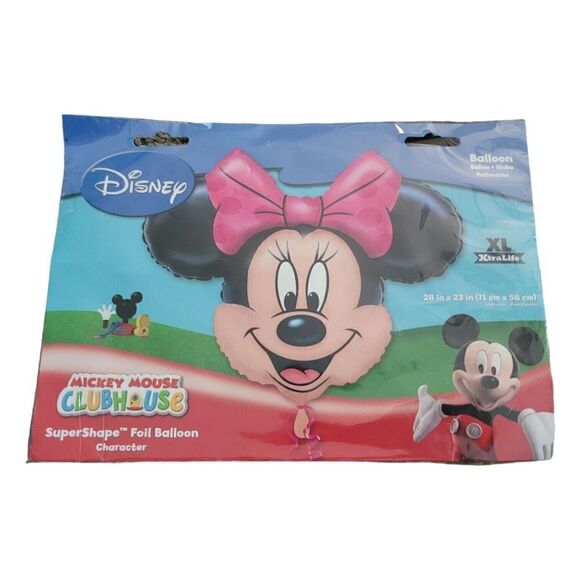 Disney Minnie Mouse Super Shape Jumbo 28 x 23 Foil Balloon Head w/Pink Bow - Picture 1 of 2
